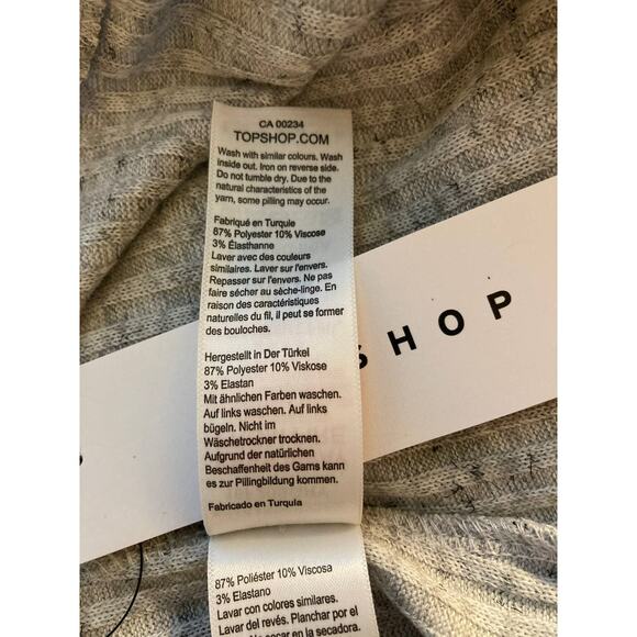 Topshop Pull On Drawstring Rib Knit Flare Leg Retro Pants Sz 14 Heather Gray NWT - Picture 8 of 8